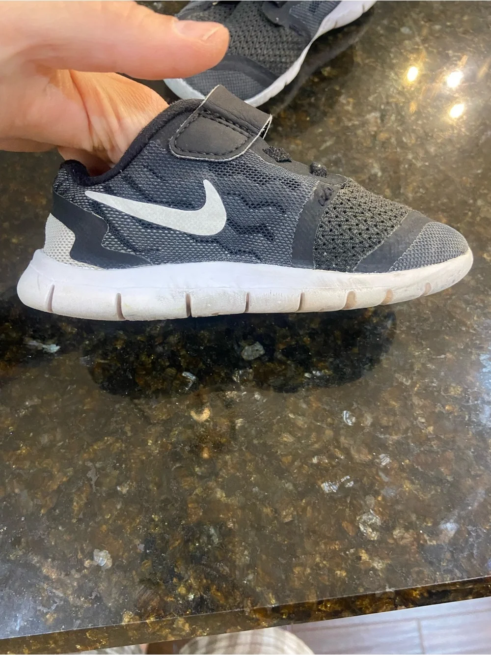 Nike Kids Black and White Velcro Mesh Sneakers